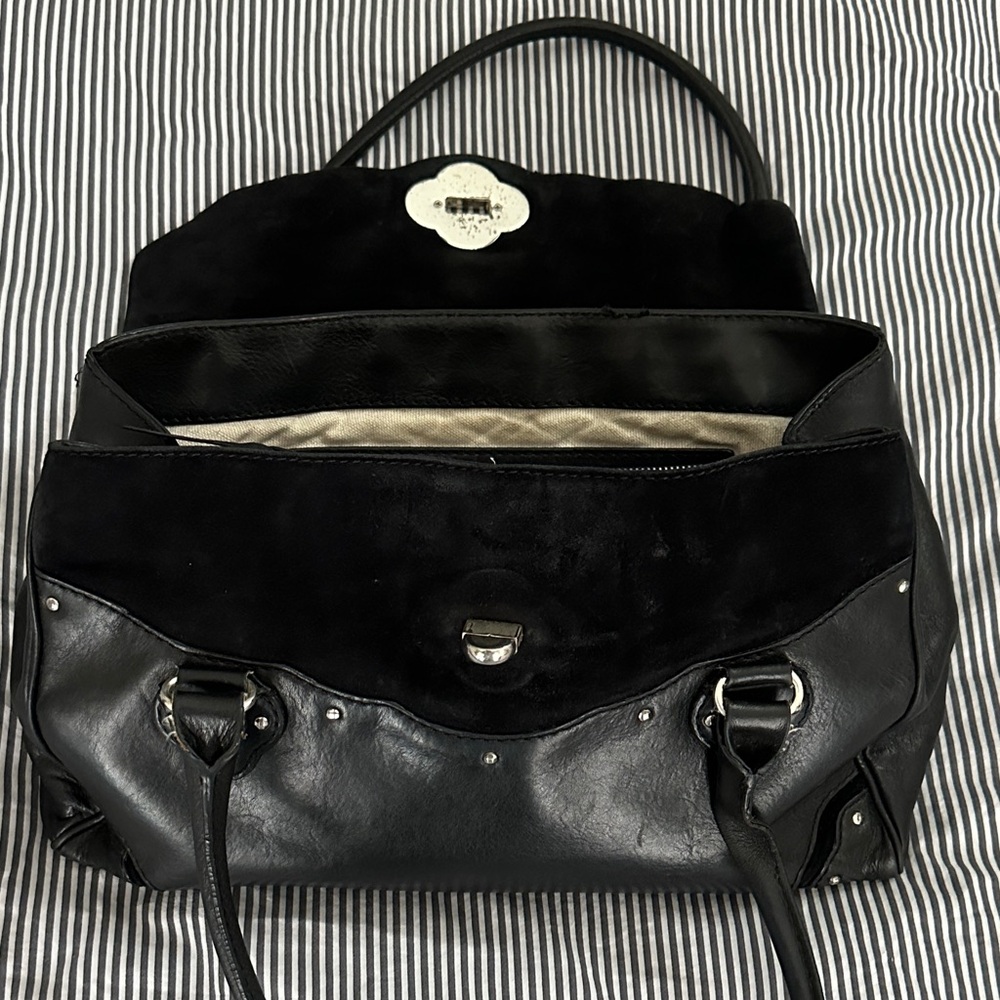 Michael Kors Black Leather Satchel with Silver Accents - Picture 11 of 16